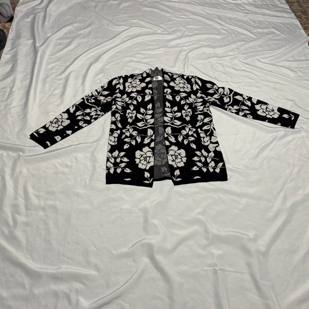Floral Black and White Women's Sweater